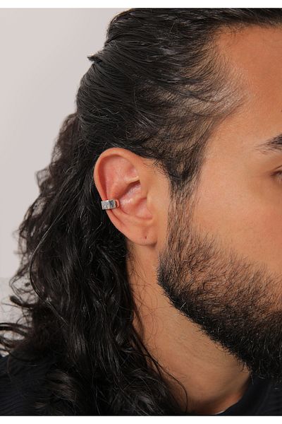 KUZZOI Ohrringe Herren Single Earcuff Basic Glanz 925 Silber