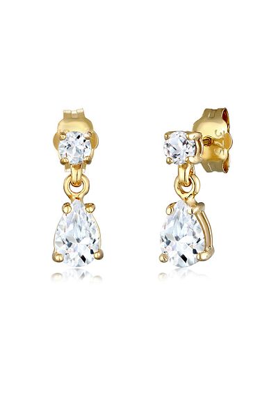 ELLI Ohrringe Ohrstecker Duo Topas Edelstein Tropfen 375 Gelbgold