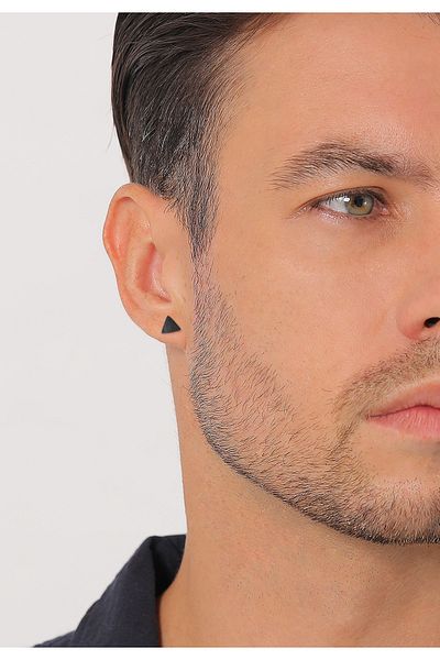 KUZZOI Ohrringe Dreieck Matt Oxidiert 925 Gümüş