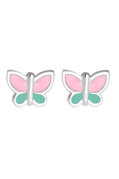ELLI Ohrringe Kinder Schmetterling Pastell Emaille 925 Gümüş