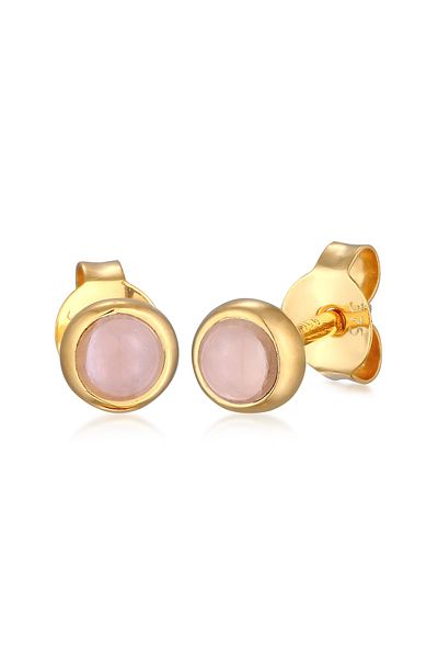 ELLI Ohrringe Rosa Quarz Solitär Edelstein 375 Gelbgold