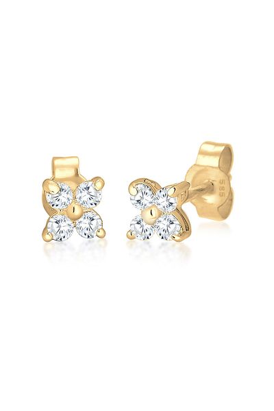 ELLI Ohrringe Blume Zirkonya 585 Gelbgold
