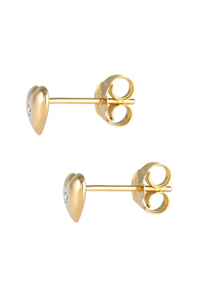 ELLI Ohrringe Kinder Herz Diamant (0,03 ct.) 585 Gelbgold