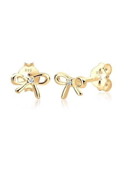 ELLI Ohrringe Schleife Klassisch Diamant (0,01ct.) 585 Gelbgold
