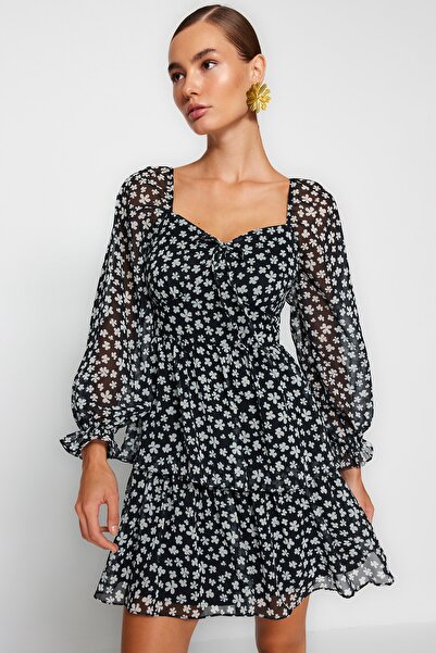 Trendyol Collection Többszínű öntött gallérral hajtott, szőtt ruha TWOAW23EL01455