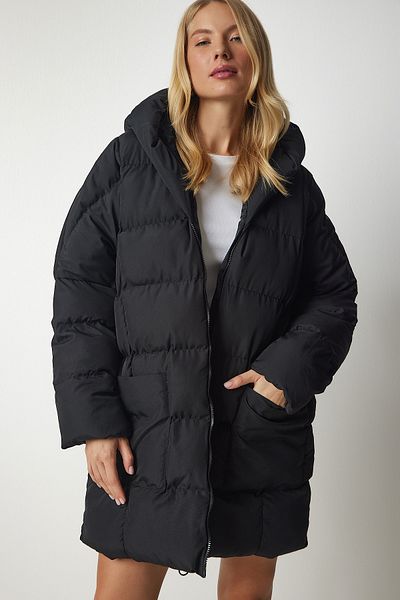 Happiness İstanbul Dámsky oversize puffer kabát s kapucňou NT00429