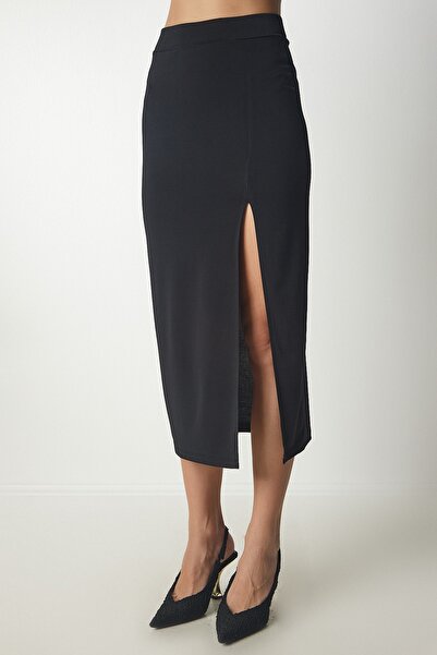 Happiness İstanbul Schwarzer kurzer Rock Sandy Strickanzug für Damen DZ00103