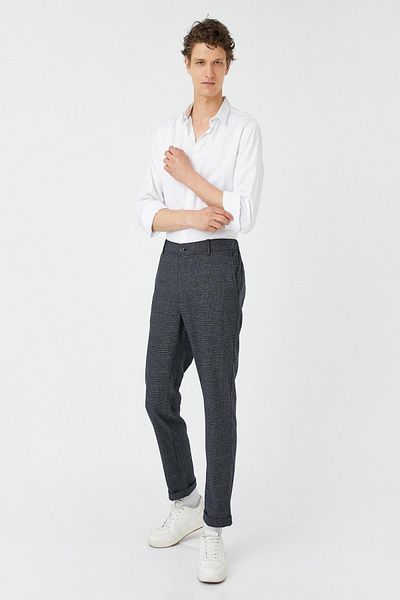 Koton Marineblaue karierte Jeans für Herren