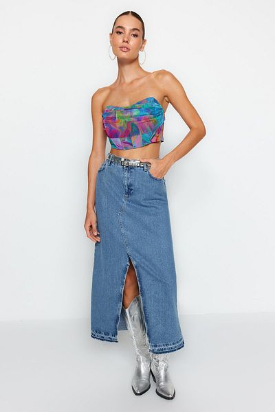Trendyol Collection Фіолетове багатобарвне бюст'є з градієнтним принтом TPRSS23BS00104