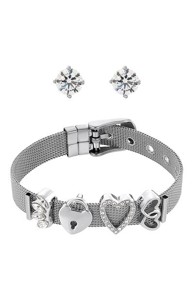 Heideman Schmuckset Frauen mit Armband und Ohrringen Set Milanaise silberfarben Basic