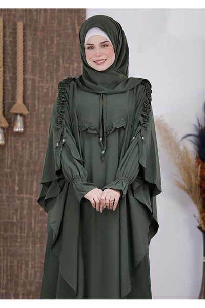 963 Tarz Ruffle Shoulder Detailed Dress