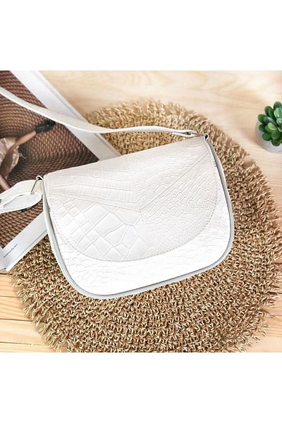 Deribag   Geantă de umăr de damă cu curea încrucișată din piele naturală de dimensiuni mici Ivory 21*20*7 cm