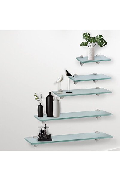 Şişecam Cam Raf 5'li Kitaplık ve Mutfak Dekoratif Duvar Rafı Seti