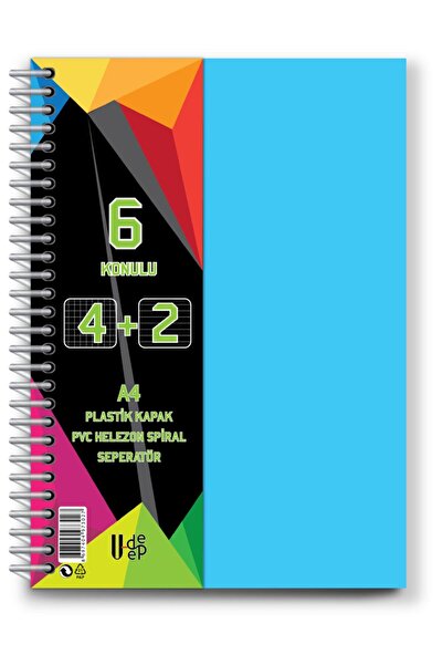 UMUT DEFTER 150 Yaprak A4 Ayraçlı Spiralli Plastik Kapaklı 4 2 Bölümlü Defter