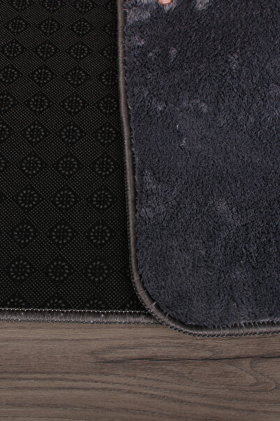 Bonny Home Relax Anthracite 80X150 + 50X80 cm Large Size 2-Piece Bathroom Rug Set Non-Slip Toilet Set