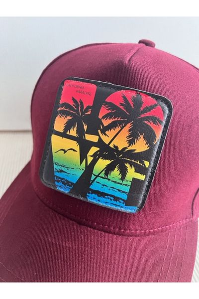 CosmoOutlet California Paradise Adjustable Unisex Claret Red Hat with Removable Logo