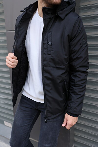 3MODA Palton pentru bărbați, căptușit cu blană, rezistent la apă și vânt