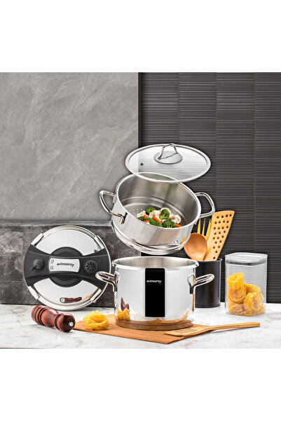 Evimsaray BİANCA 4 PARÇA DÜDÜKLÜ VE HAŞLAMA TENCERE SETİ