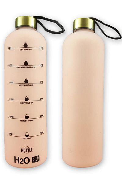 Digithome H2o Motivation Glass Water Bottle 1000 Cc Pink - H2o87193 C1-1-18