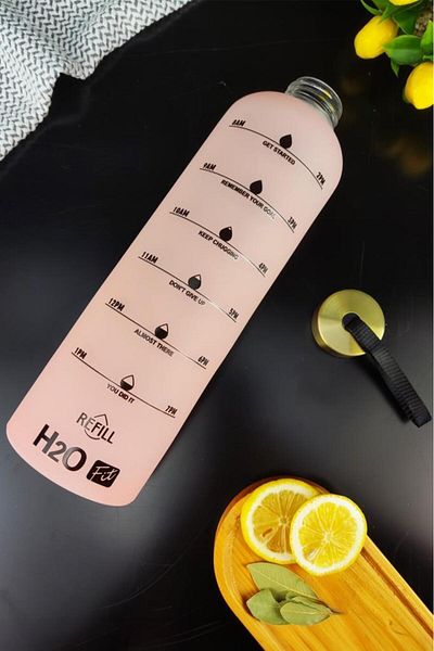 Digithome H2o Motivation Glass Water Bottle 1000 Cc Pink - H2o87193 C1-1-18