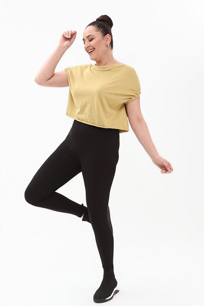 THIFF GYMWEAR Black Plus Size Ribbed High Waist Sports Knitted Tights