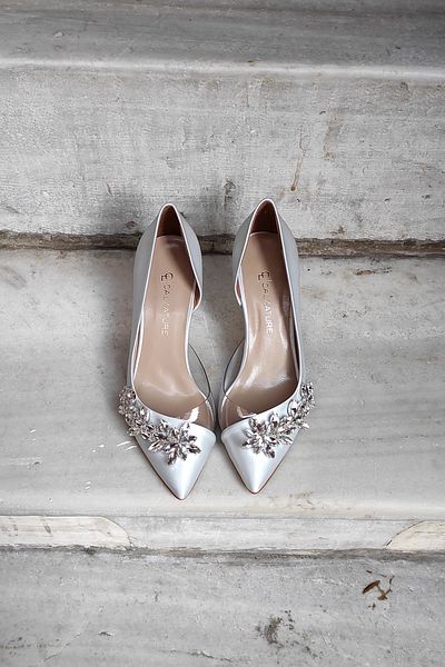 LA CALZATURE Accesoriu Steaua Transparenta Laterala Satin Argintiu 7cm Toc Stiletto Rochie De Seara Pantofi Dama