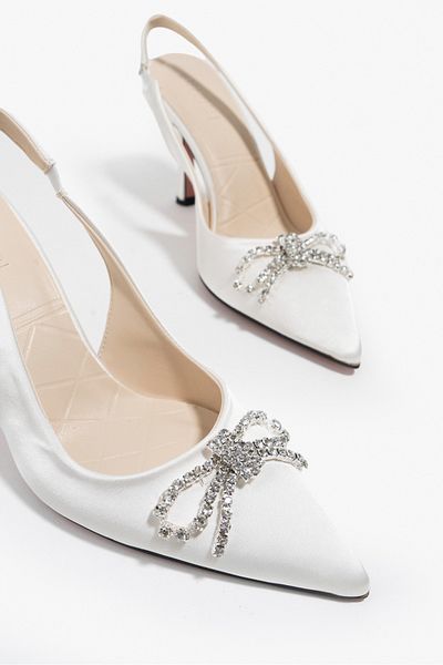 NİŞANTAŞI SHOES Karina Sedef Satin Stone Detaillierte Damenschuhe mit Absatz