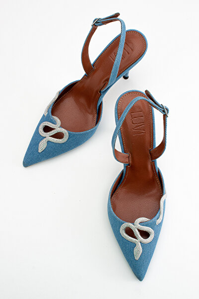 LuviShoes Molpo Denim Blue Dámské Boty na podpatku