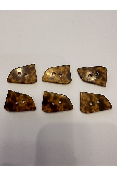 aensia Transparent Leopard Pattern Laser Cut Asymmetric Button Polyester Button 54 Size Buttons - Pack of 6