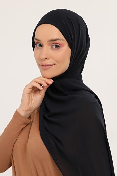 Altobeh Ready Practical Luxury Snap Elastic Boned Chiffon Shawl Navy Blue