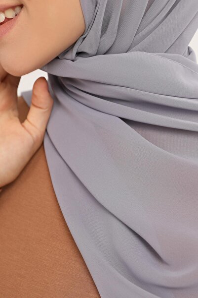 Altobeh Ready Practical Luxury Pipe Bonnet Chiffon Shawl Gray