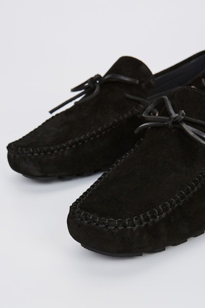 Valmenti Rachele Ανδρικά μαύρα σουέτ παπούτσια από γνήσιο δέρμα Loafer