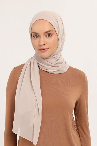 Altobeh Ready Practical Luxury Interlocking Elastic Boned Chiffon Shawl Sand Beige