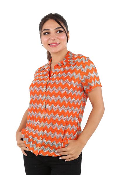 DİVİSTA Set cămașă și maiou din dantelă de culoare portocalie pentru femei