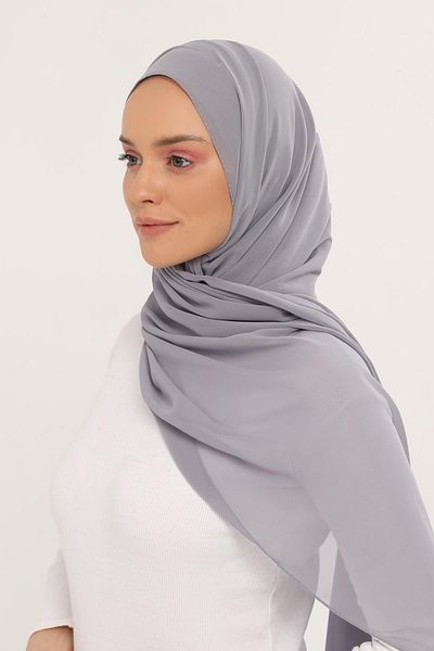 Altobeh Έτοιμο Luxury Practical Hijab Chiffon Shawl Grey