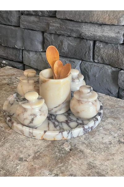 Polen Stone Violet Marble 6-Piece Spice-Sauce Bowl Set