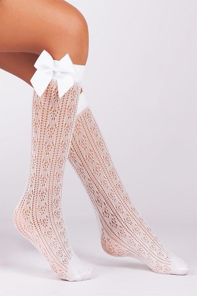 DAYMOD ÇORAP БЕЛИ ДЕТСКИ ЧОРАПИ DAY MOD ORIETTA RIBBON DETAILED ДО КОЛЕНА