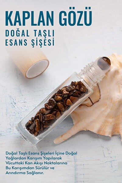 Deniz Doğal Taş Sertifikalı Kaplan Gözü Doğal Taşlı Esans Şişesi 10cc ( Kendi...