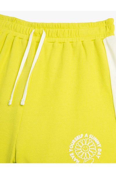 Koton Cotton Color Contrasted Shorts - Waist Tied