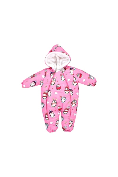BIDI BIDI Sevimli Penguen Baskılı Kışlık İçi Polarlı Kız Bebek Mont Kozmonot