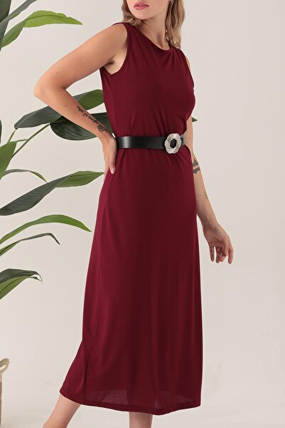 ESPİNA Long Belted Viscose Kosuz - Casual Women's Dress