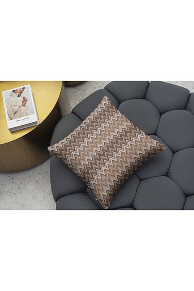 RUGSMODERN Κάλυμμα μαξιλαριού ριχτάρι 948 Zigzag Brown Beige