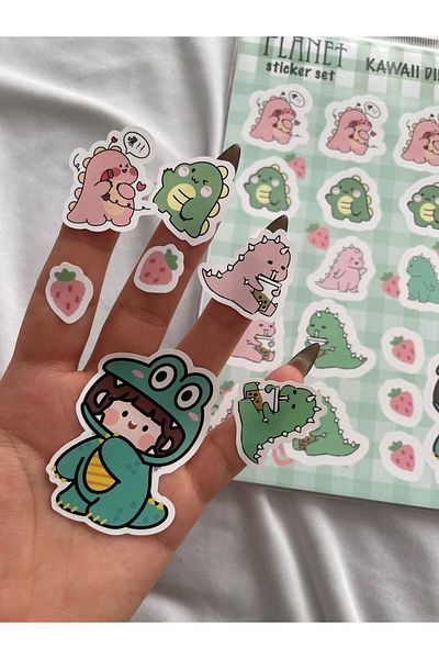 Planet Butik Kawaii Dino Sticker Set