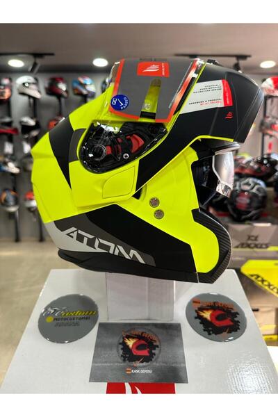 MT Helmets ATOM SV Gorex C3 Mat Flour Sarı Çene Açılır Kask