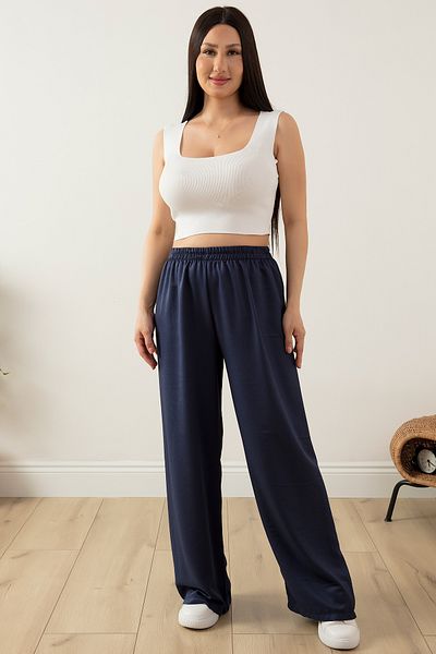 PULLIMM Pantaloni cu talie elastică, cu picioare largi, confortabili, 2081