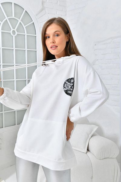 VOLT CLOTHİNG Sweatshirt mit New York-Print und Tasche für Damen