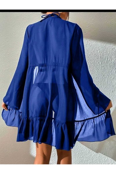 ARHEZ TEKSTİL Cobalt Blues ethnic patterned pareo
