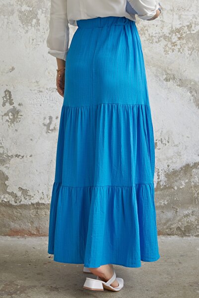 InStyle Sukně Nadia s elastickým pasem Seersucker - modrá