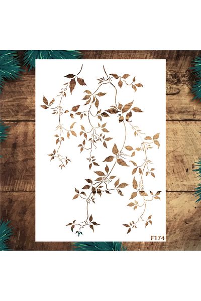STENCİLTASARIM Stencil Design F174 Ivy Pattern Wall, Wood, Glass, Fabric Painting Pattern