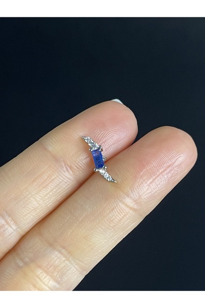 Kavisli Taşlı Çelik Piercing, Helix, Tragus, Kıkırdak